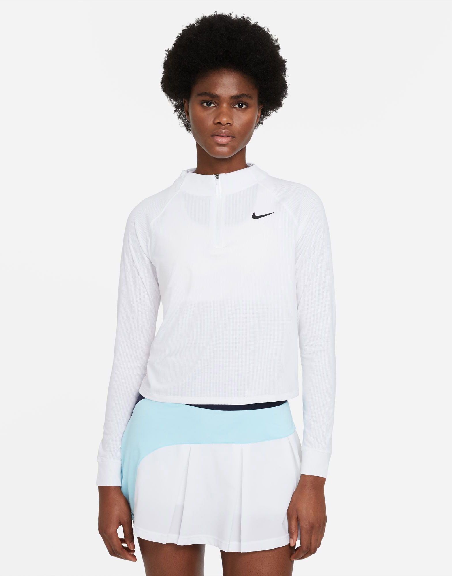 Белая футболка с длинными рукавами и полумолнией Nike Tennis Victory Dri-FIT