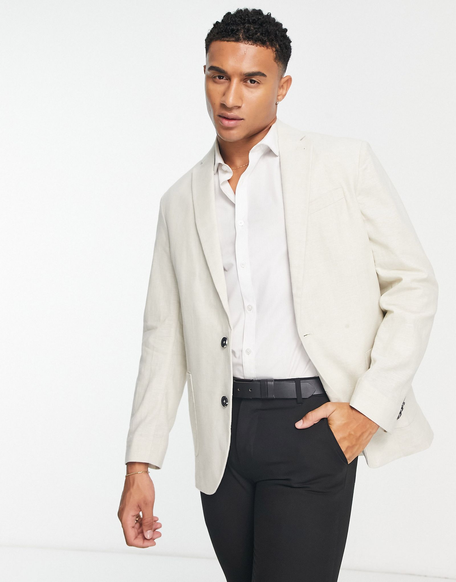 Белый льняной костюм свободного кроя New Look 12690₽