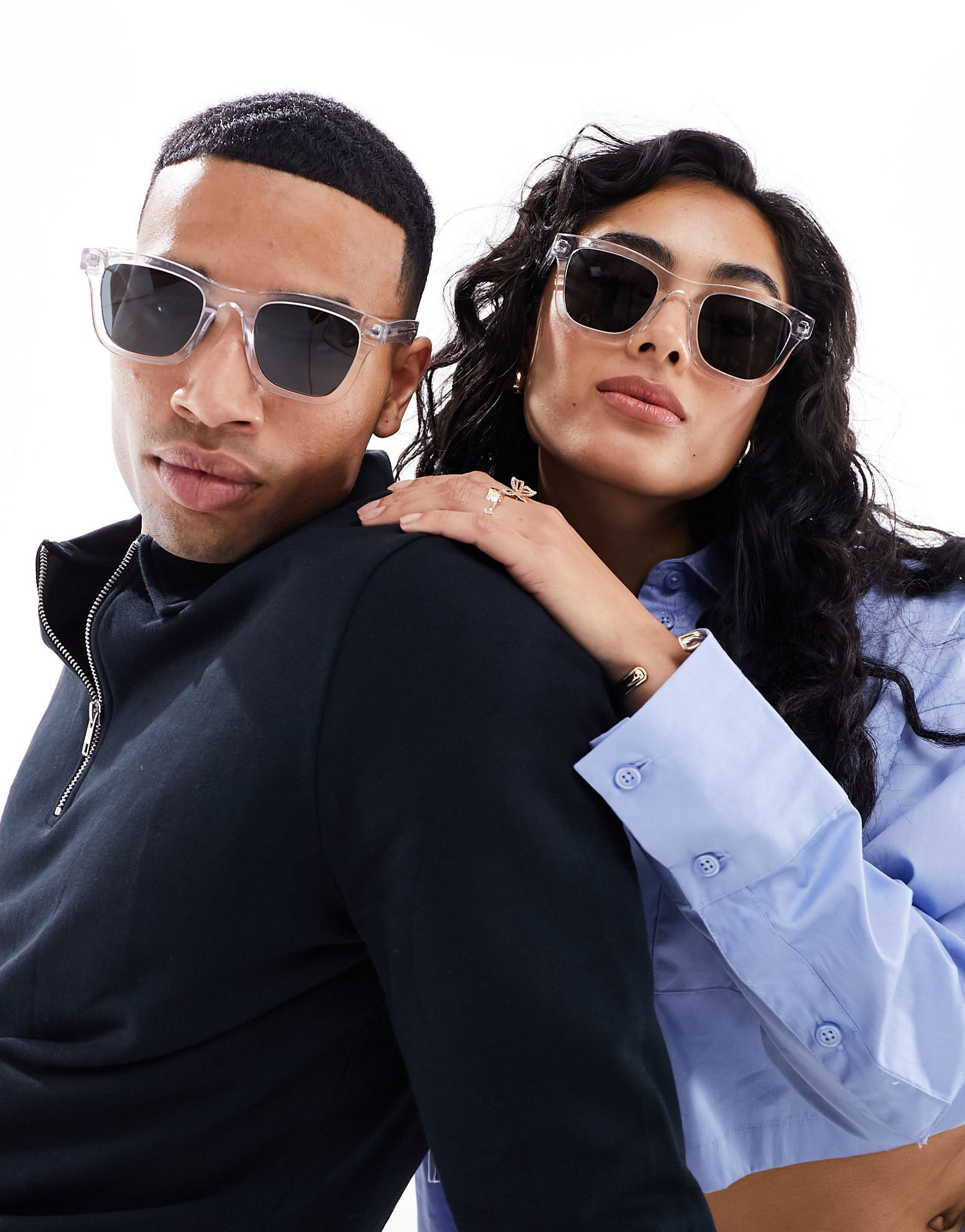 Прозрачные солнцезащитные очки в квадратной оправе с черными линзами Spitfire 4790₽