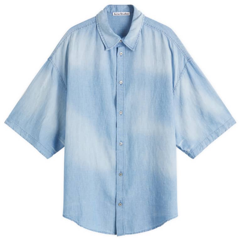 Acne Studios Spray Logo Light Denim Short Sleeve Shirt 74190₽