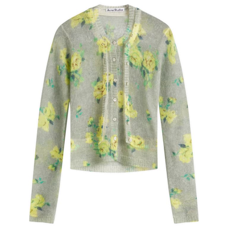 Выстиранный мохеровый кардиган Acne Studios Kahoo с принтом 114190₽