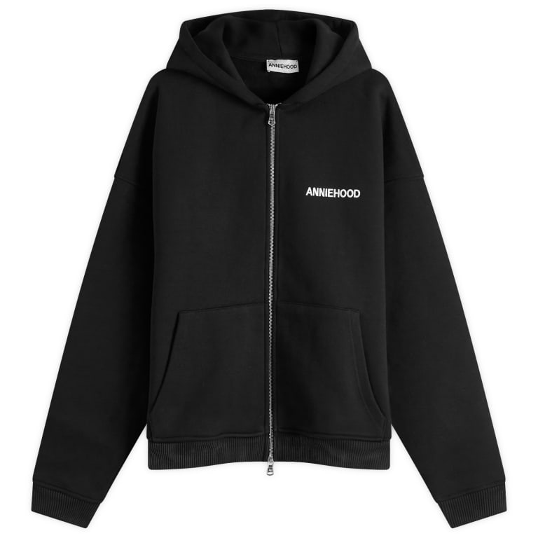 ANNIE HOOD Logo Zip Hoodie