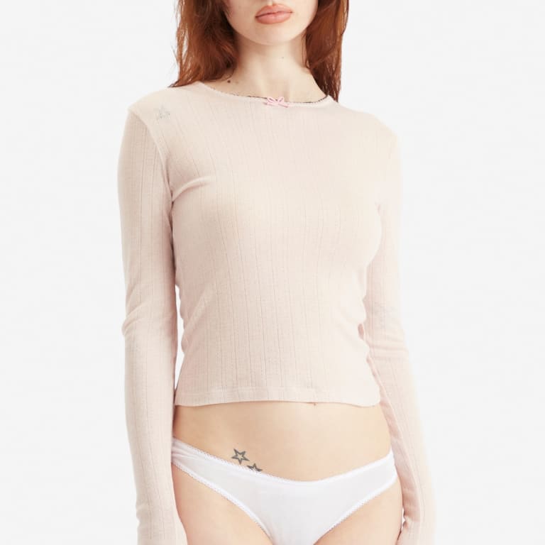 Fruity Booty Blush Rosette Pointelle Top