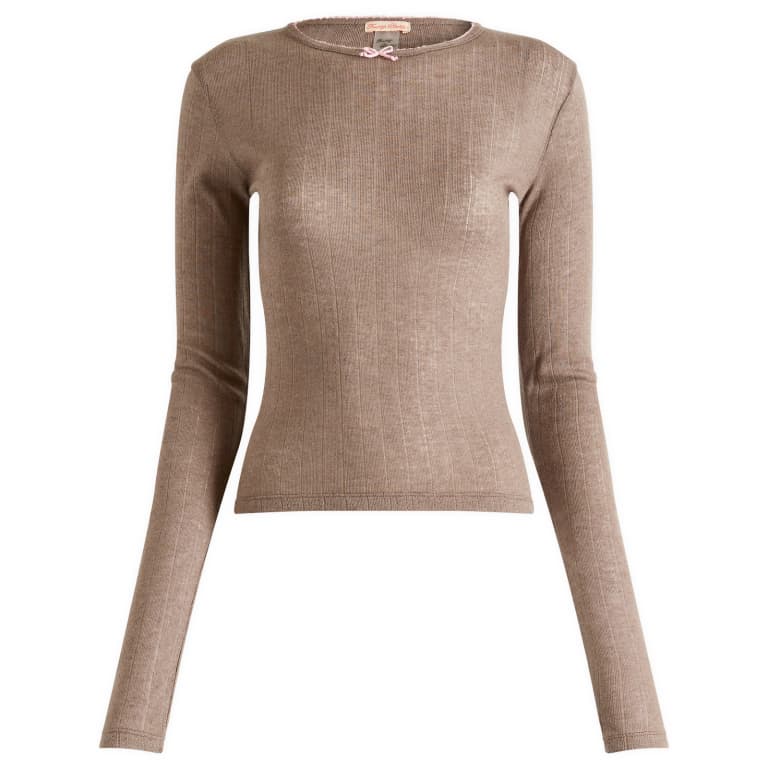 Fruity Booty Slate Rosette Pointelle Top