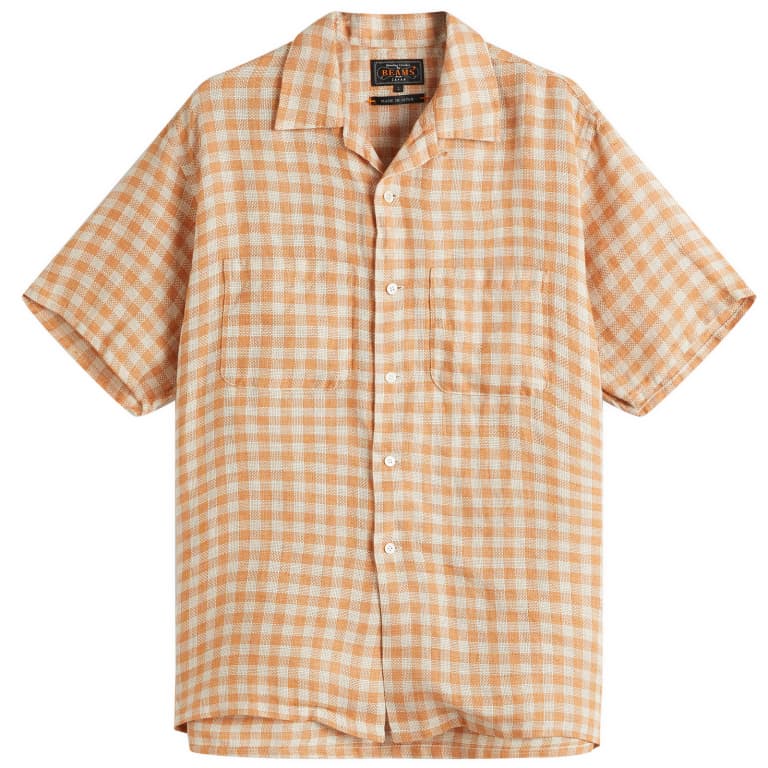 Beams Plus Open Collar Panama Plaid Linen Shirt 24590₽
