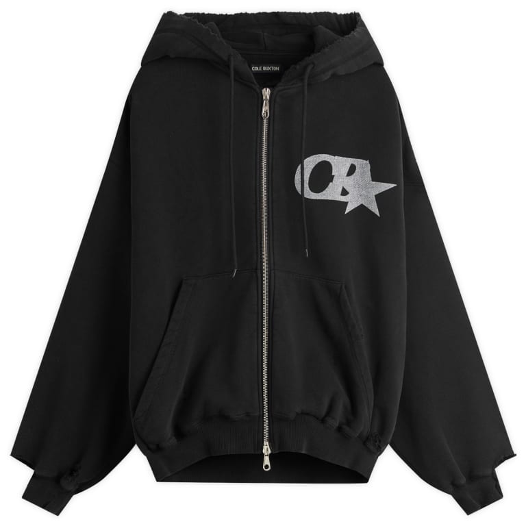 Cole Buxton CB Star Distressed Pocket Zipped Hoodie