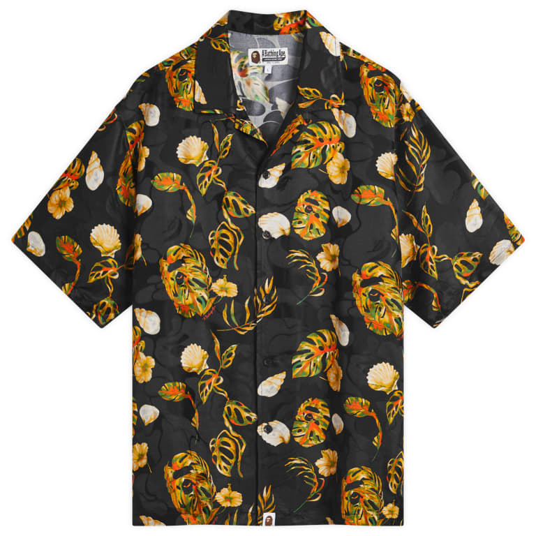 A Bathing Ape Vacation Pattern Open Collar Ss Shirt 61890₽