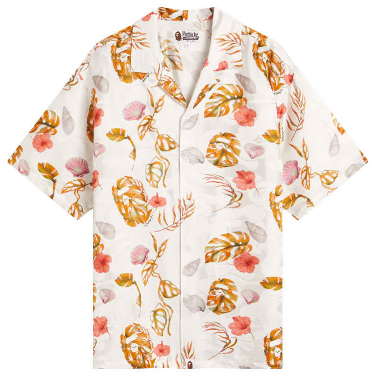 A Bathing Ape Vacation Pattern Open Collar Ss Shirt 61890₽