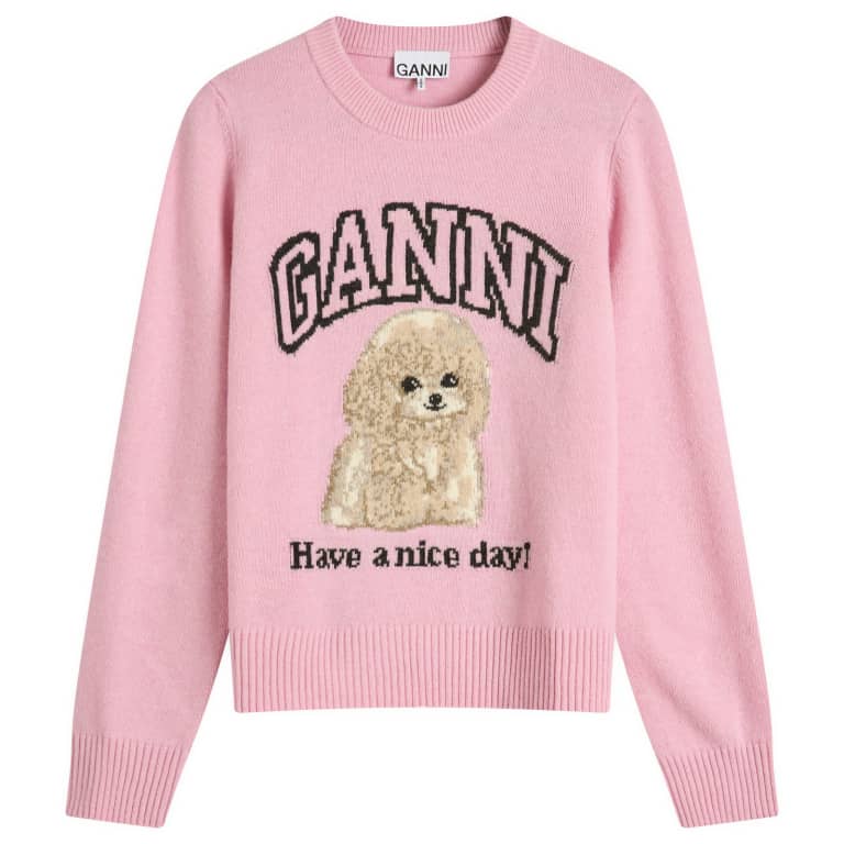 Круглый вырез для пуделя из смеси шерсти GANNI Graphic Wool Mix