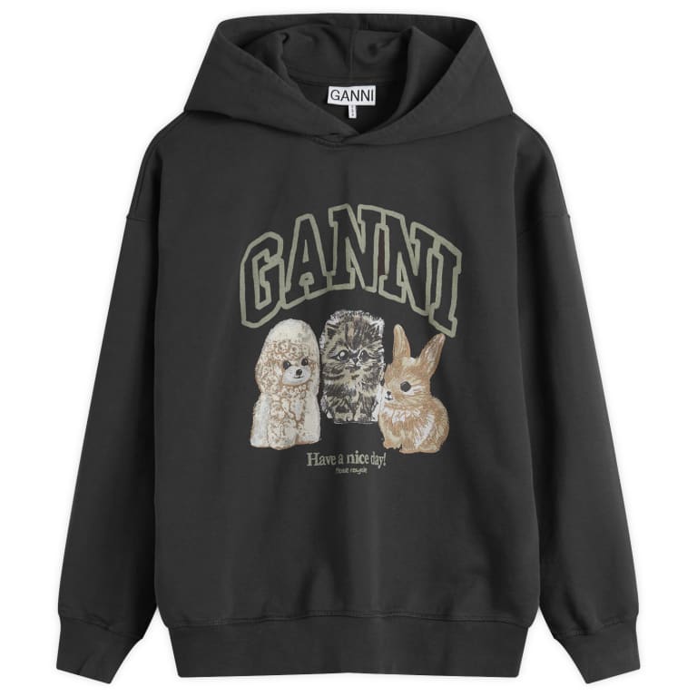 Укороченная толстовка с капюшоном GANNI Isoli Oversize Animals