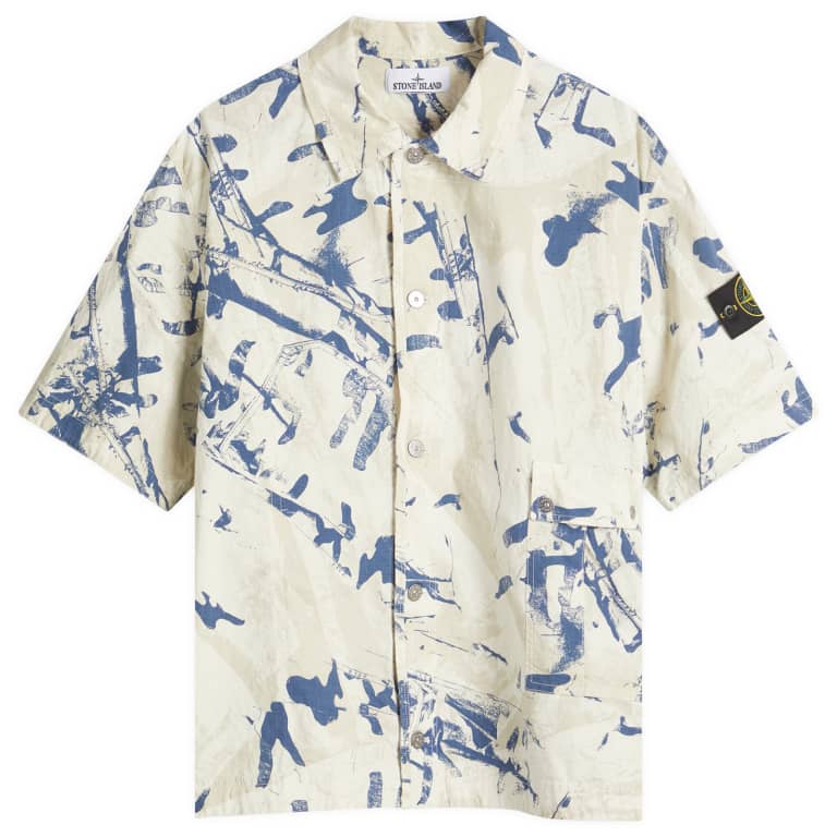 Stone Island Scan Camo Ripstop-OVD Short Sleeve Shirt 99890₽