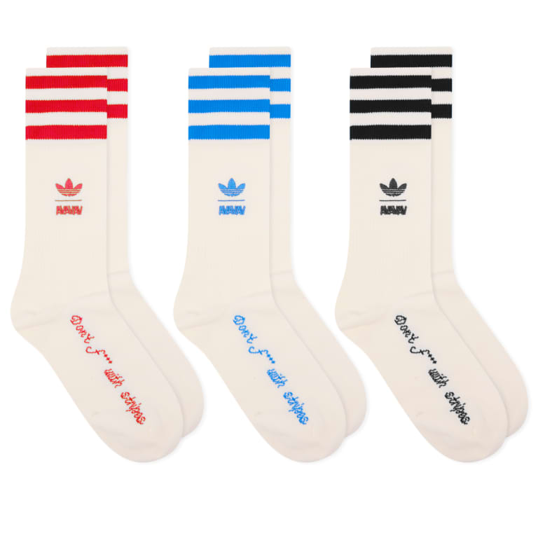 Носки Adidas by Avavav - 3 упаковки white, black, scarlet & bluebird