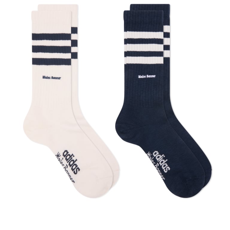 Носки Adidas x Wales Bonner в 3 полосы night navy & chalk white