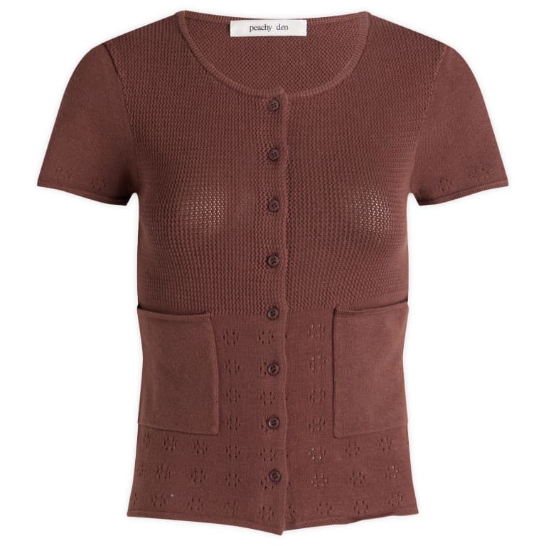 Трикотажный топ-поло персикового цвета от Den Marie