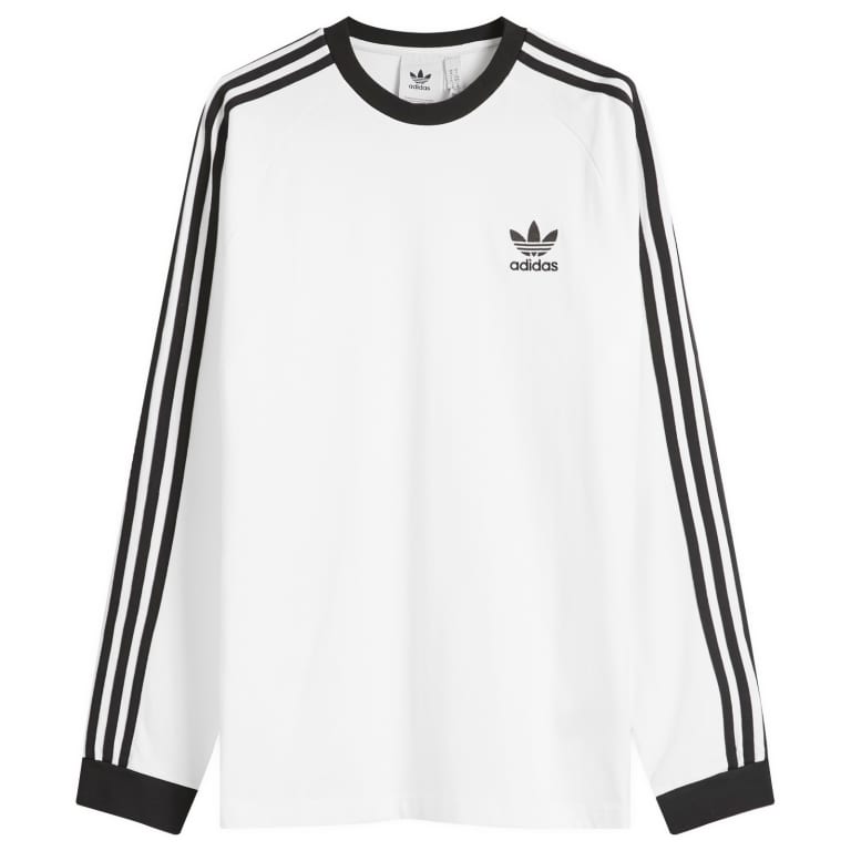 Футболка Adidas с длинным рукавом в 3 полосы white
