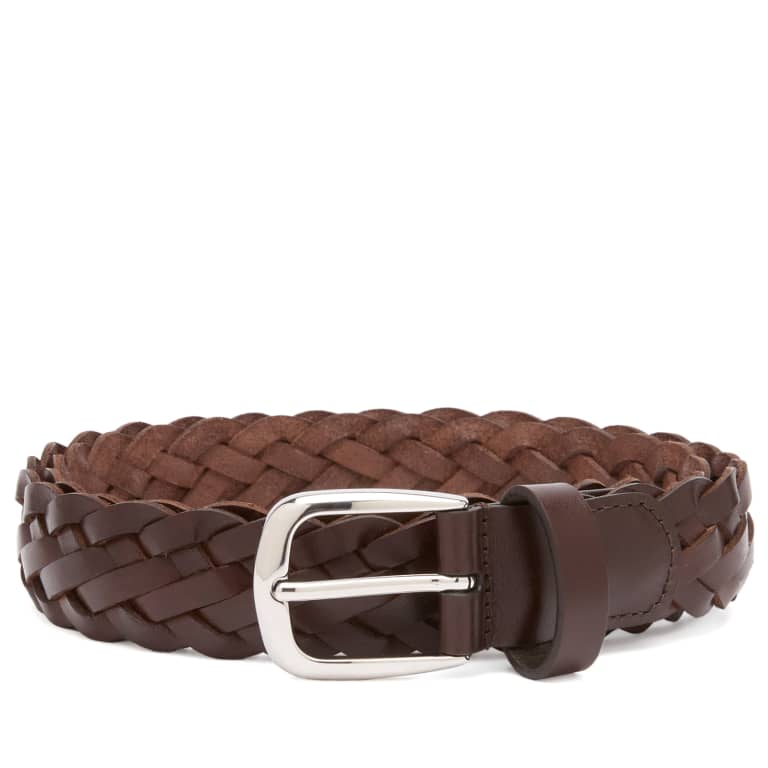 Узкий кожаный плетеный ремень Андерсона