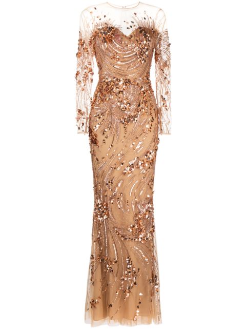 Макси-платье Zuhair Murad, украшенное блестками neutrals