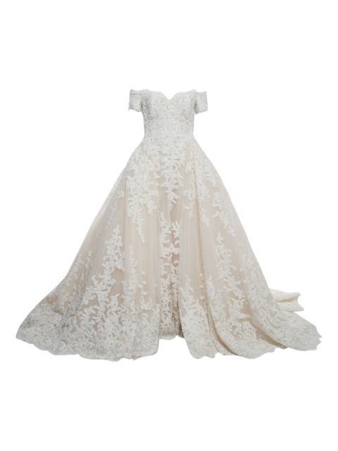 Свадебное платье Zuhair Murad, бывшее в употреблении, с кружевной вышивкой white