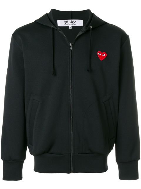 Толстовка с капюшоном Comme Des Garçons Play с нашивкой в виде сердца на молнии black