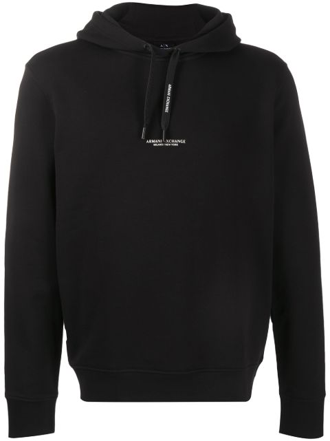 Толстовка с капюшоном на завязках с логотипом Armani Exchange black