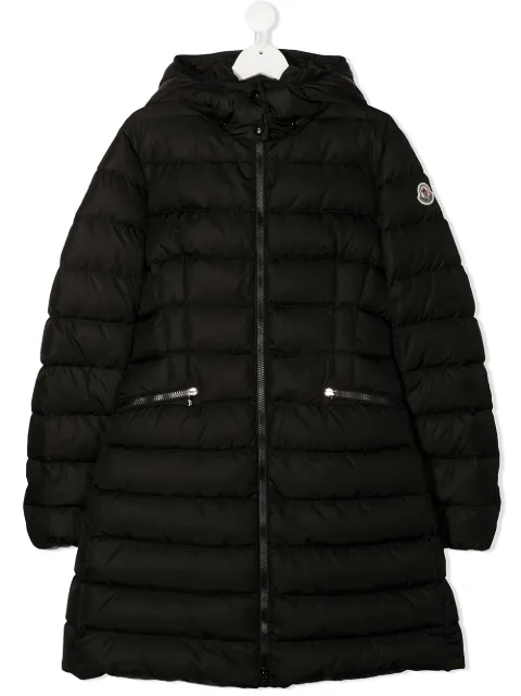 Подростковое стеганое пальто с капюшоном Moncler Enfant black
