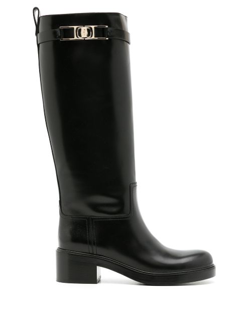 Сапоги до колена Ferragamo Gancini 55 мм black
