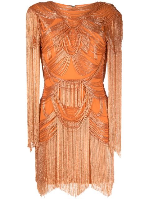 Облегающее мини-платье Zuhair Murad, украшенное бахромой orange