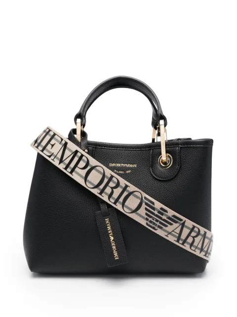 Сумка-тоут с биркой с логотипом Emporio Armani black