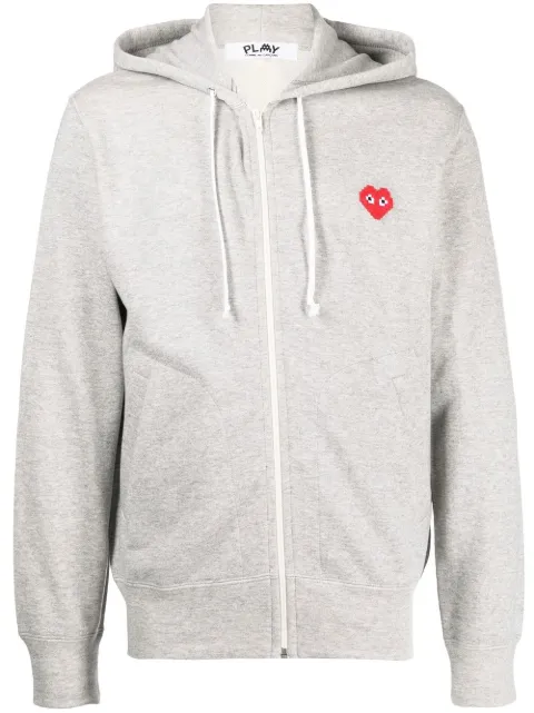Толстовка с капюшоном на молнии с нашивкой с логотипом Comme Des Garçons Play grey