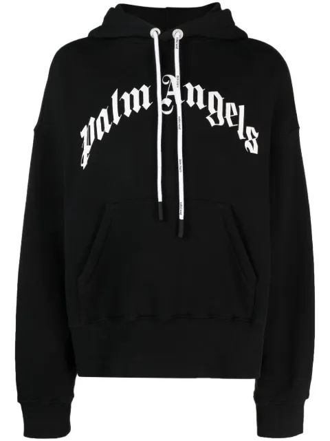 Толстовка с капюшоном с изогнутым логотипом Palm Angels black
