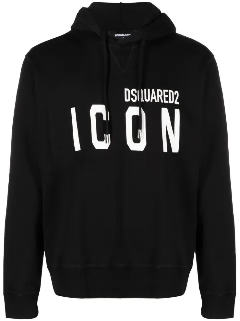Хлопковая толстовка с капюшоном с логотипом DSQUARED2 black