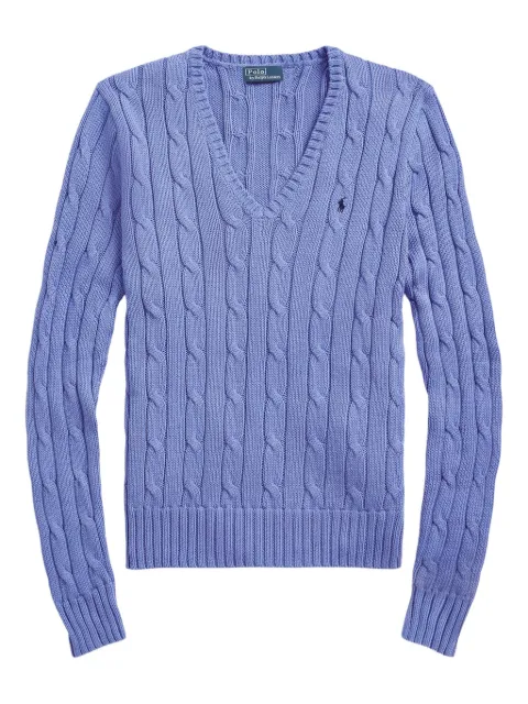 Вязаный свитер Polo Ralph Lauren с V-образным вырезом и короткими рукавами  blue