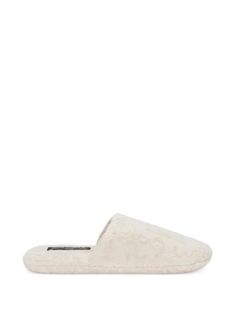 Тапочки с вышитым логотипом Dolce & Gabbana  neutrals