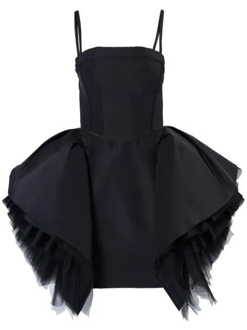 Шелковое платье из гофрированного тюля Carolina Herrera black