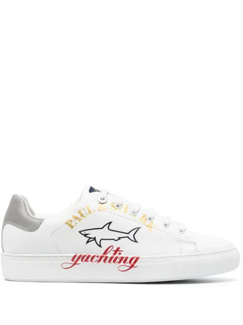 Кожаные кроссовки с низким берцем с логотипом Paul & Shark white