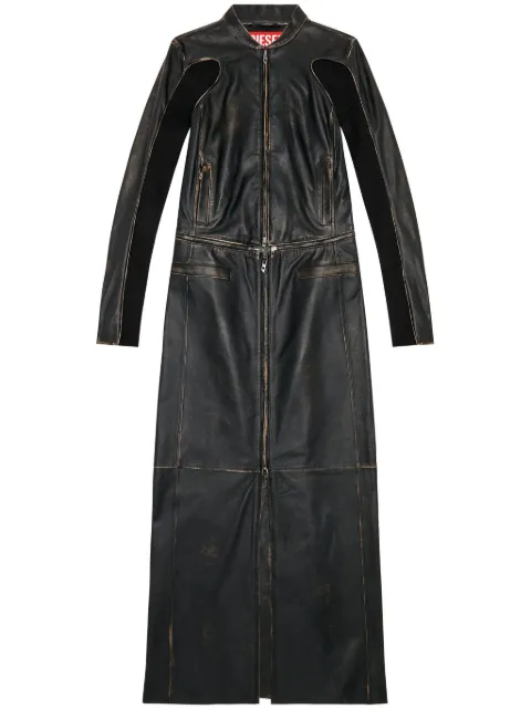 Кожаное макси-платье Diesel L-Tot из натуральной кожи black