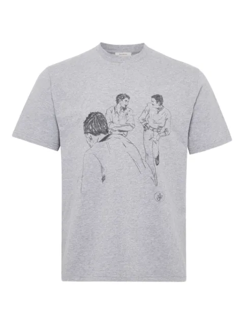 Футболка с эскизным принтом JW Anderson grey