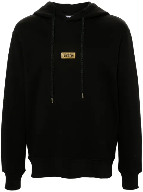 Хлопковая толстовка с логотипом Versace Jeans Couture-бляшка black