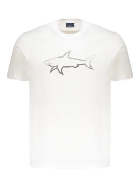 Светоотражающая хлопковая футболка Paul & Shark с принтом акулы white
