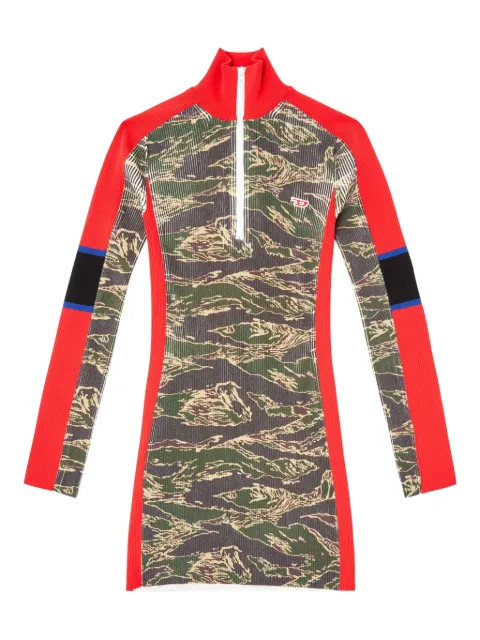 Платье в рубчик в тигровую полоску Diesel green