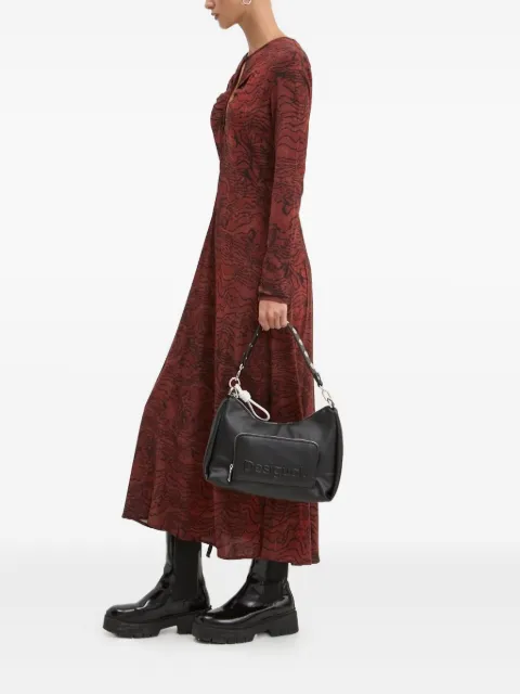 Повседневное миди-платье с волнистым принтом и каплевидным вырезом Desigual red