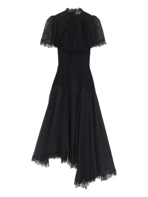 Кружевное миди-платье с оборками от Alexander McQueen black