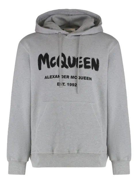 Хлопковая толстовка с контрастным логотипом Alexander McQueen grey