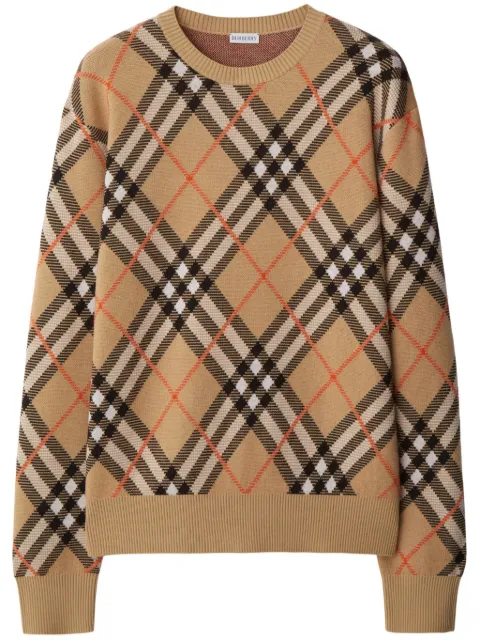 Вязаный джемпер в винтажную клетку цвета интарсии от Burberry neutrals