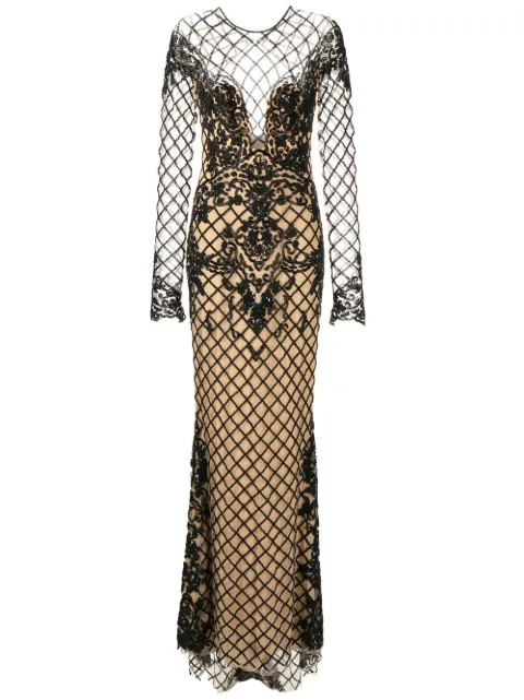Платье с вырезом, украшенное бусинами, от Zuhair Murad