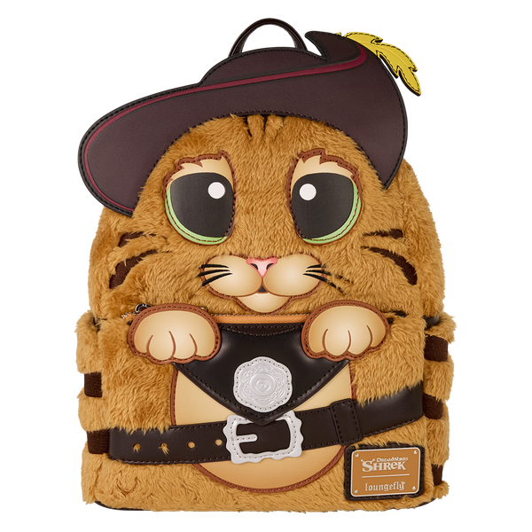 Плюшевый мини-рюкзак для косплея Кота в сапогах из Шрека Loungefly shrek puss in boots plush cosplay mini backpack