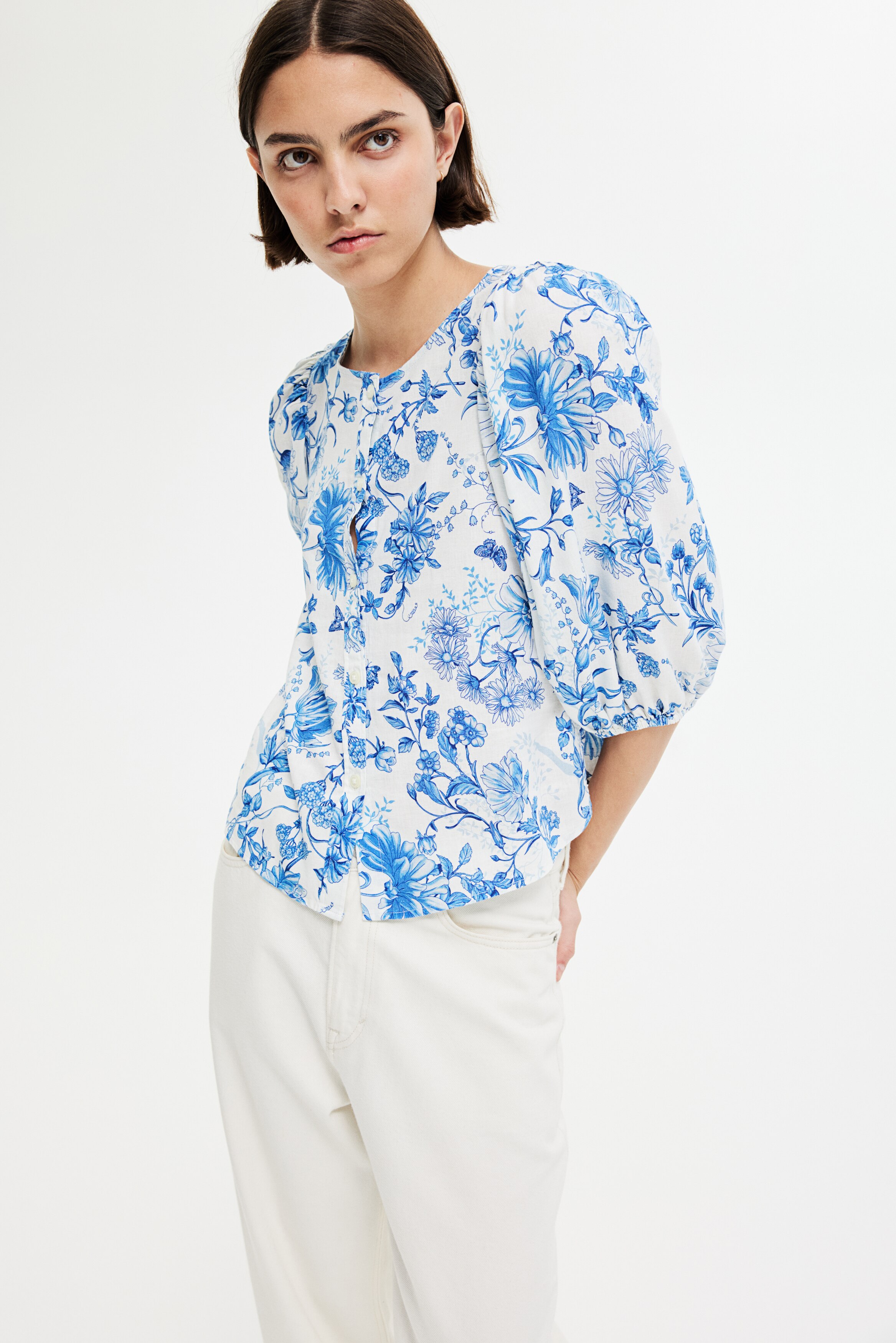 Блузка из льняной смеси H&M