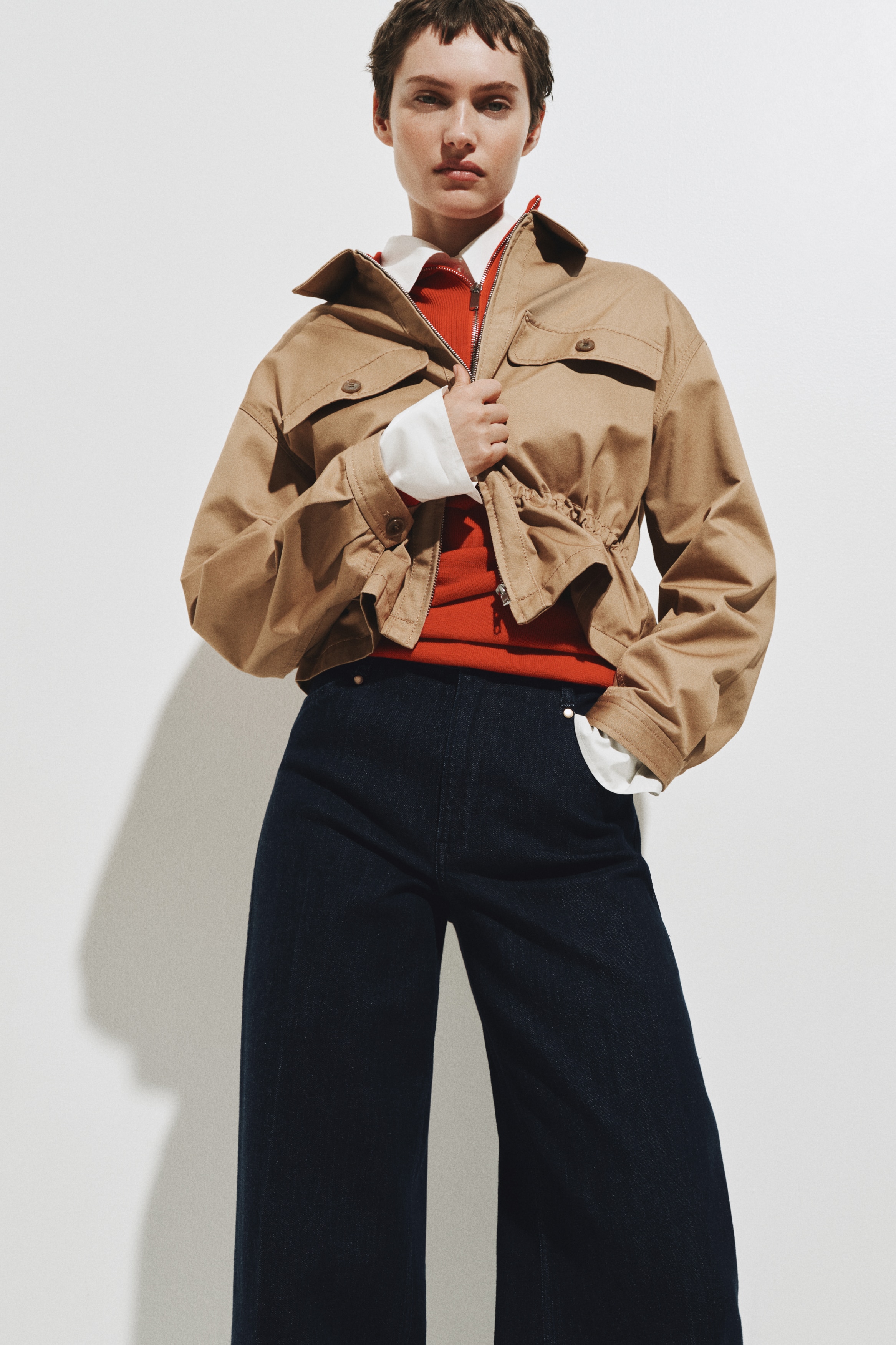 Широкие джинсы с завышенной талией navy denim blue