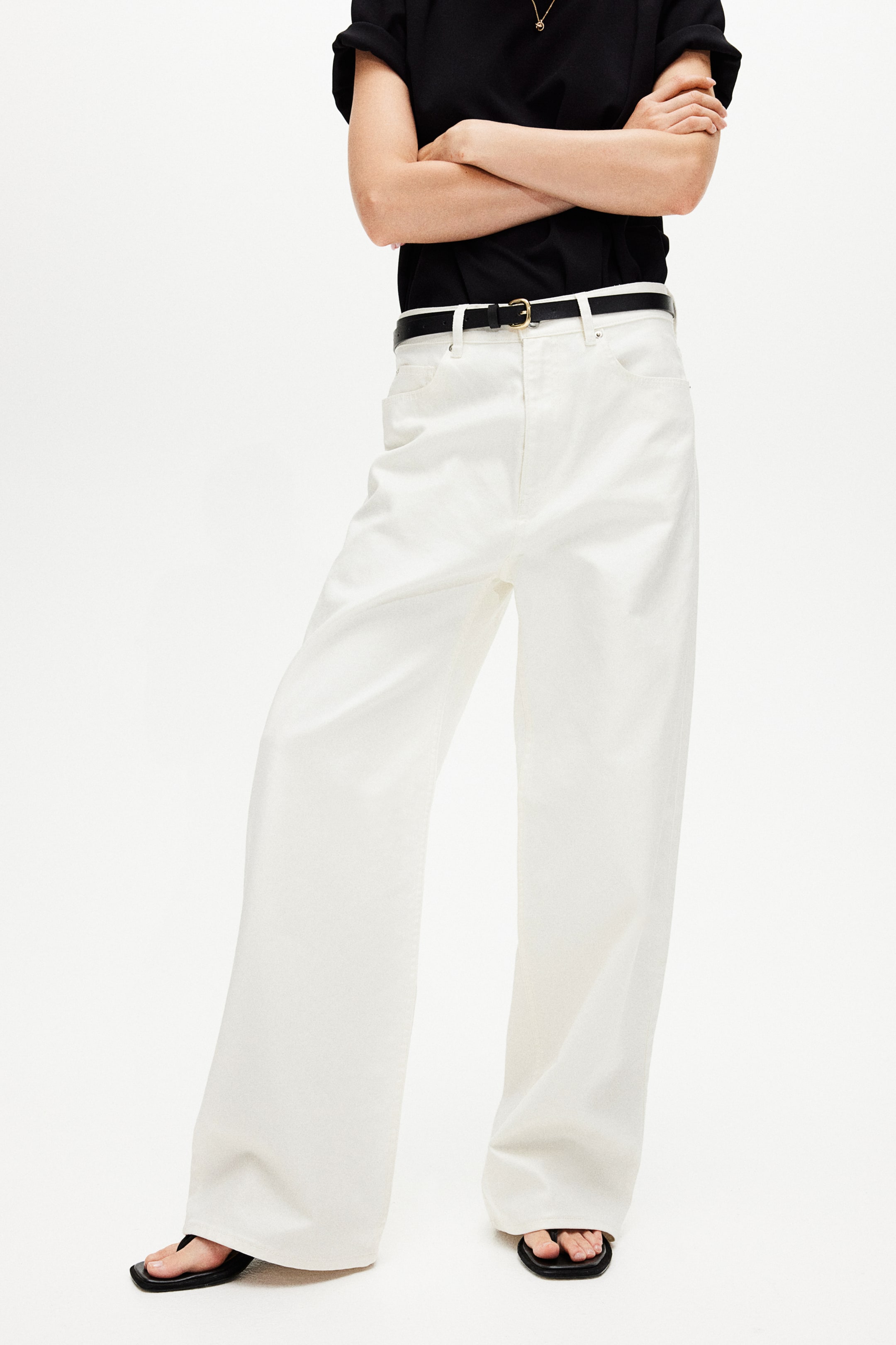 Узкий кожаный ремень H-M