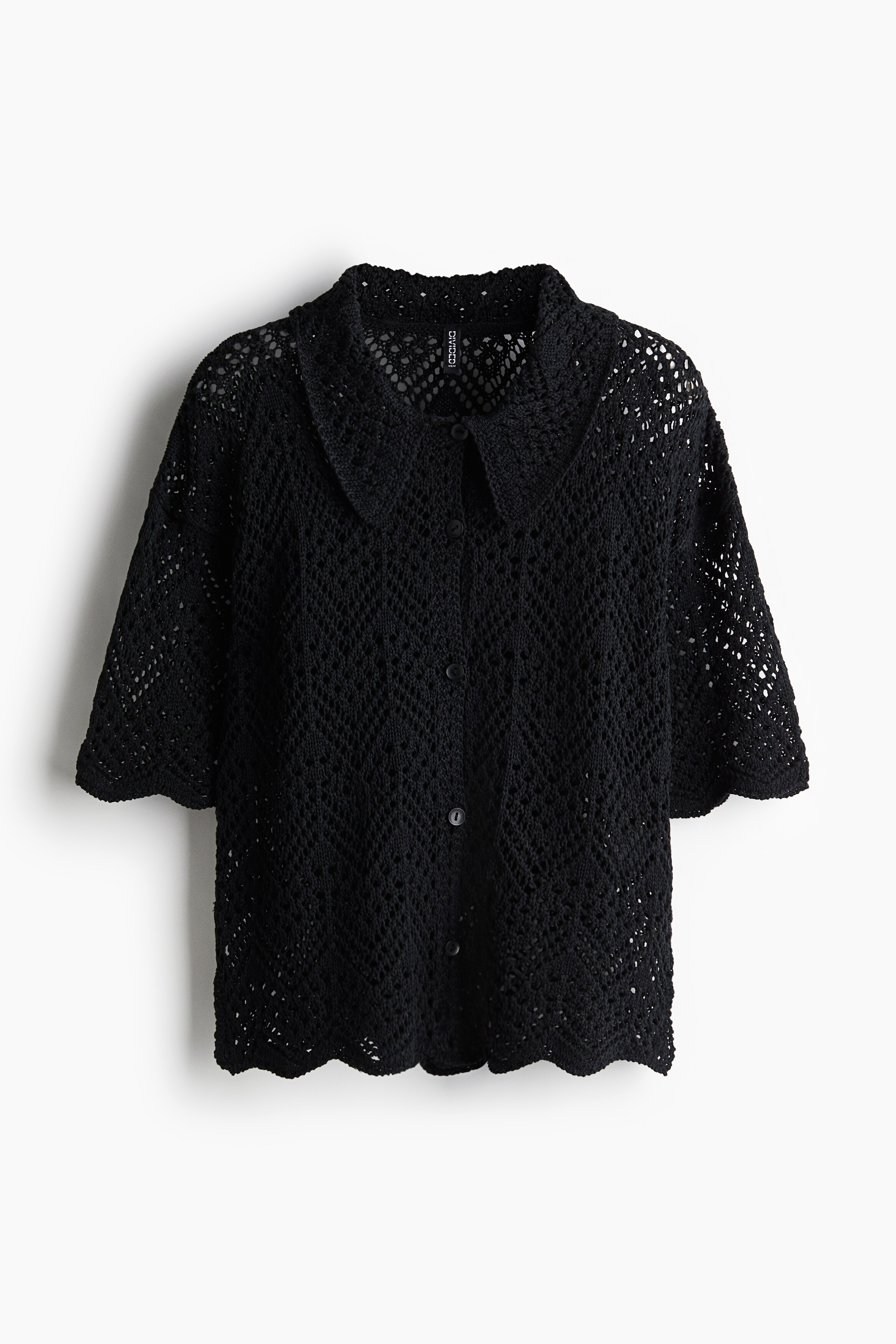 Трикотажная рубашка H&M с короткими рукавами Pointelle